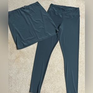 Sympli size 10, dark green leggings and mini skirt